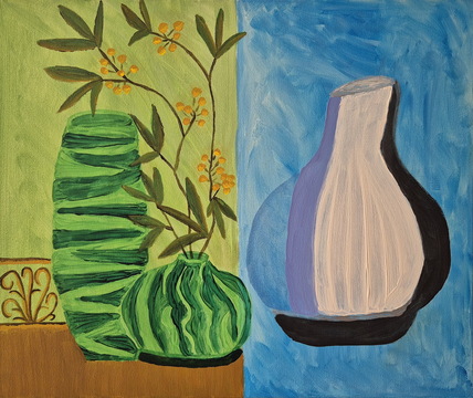 Vaze, akril-platno, 50x60 cm, 2025, Vera Pehan